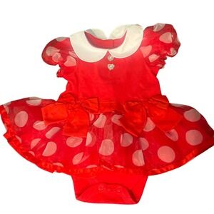 Disney Baby Minnie Mouse Red Polka Dot Tutu Bodysuit Dress 9-12M